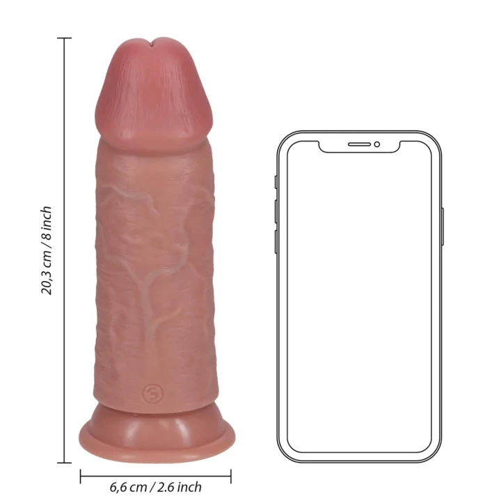 Dildo RealRock, PVC, 20,3 cm, realistyczny, mocna przyssawka, gładka powierzchnia