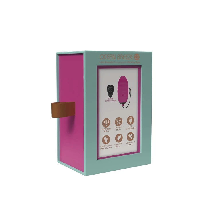 Wibrator silikonowy Jajko/wibr-Ocean Breeze 2.0, 10 funkcji, różowy, zdalne sterowanie