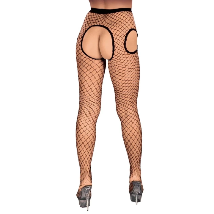 Rajstopy kabaretki ROXANA, czarne, z otworami, rozmiar S/M, model 6134