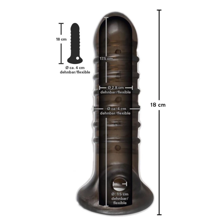 Rękaw na penisa Rebel, długość 18 cm, średnica 3 cm, textura z wypustkami