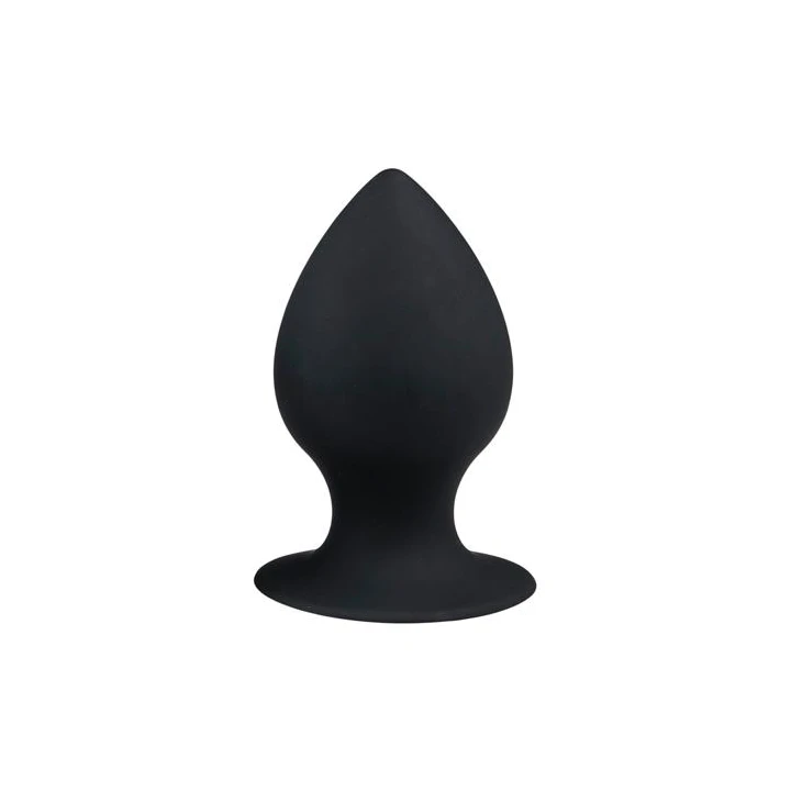 Korek analny średni - silikonowy, wodoodporny, przyssawka, czarny