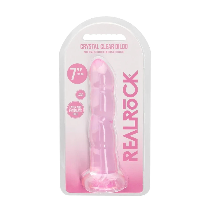 Dildo CRYSTAL CLEAR 7"/17 cm, przezroczyste, wodoodporne, bez ftalanów