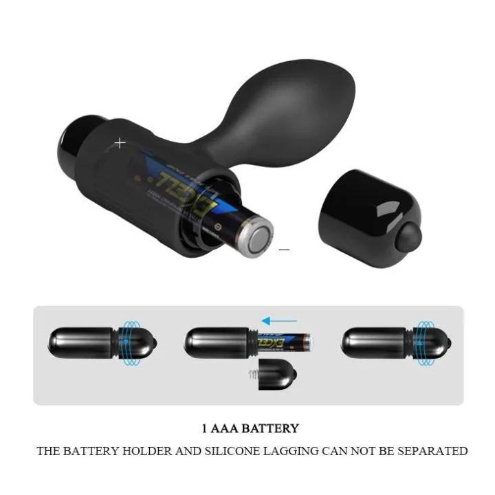 Wtyczka analna PRETTY LOVE - Silikonowa, 10 funkcji wibracji, Czerń