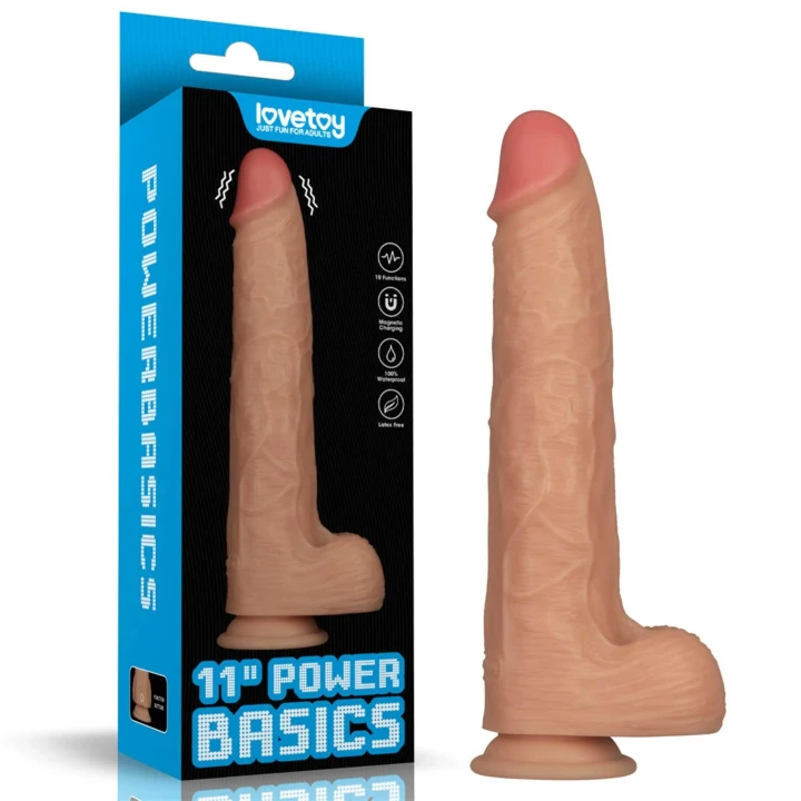 Dildo Power Basics 11'' - Wodoodporny, 10 trybów wibracji, PVC
