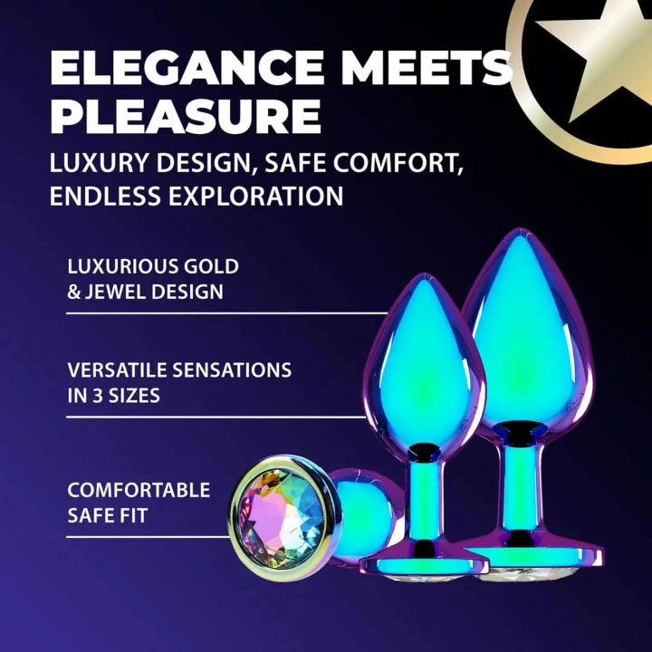 Plug metalowy - International by Ouch! - iryzujący, 3 rozmiary, aluminiowe