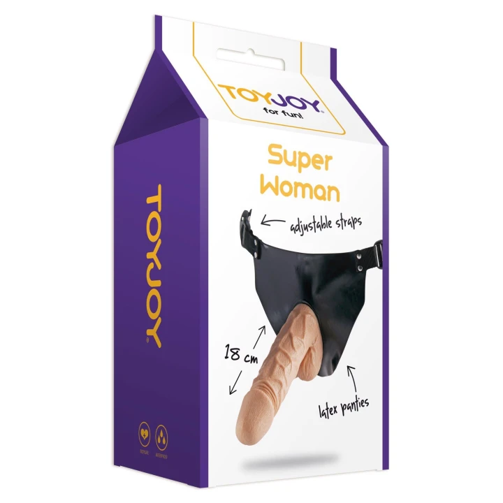 Szelki do strap-on Superwoman, elastyczne, skórzany odcień jasny, 4.5 cm