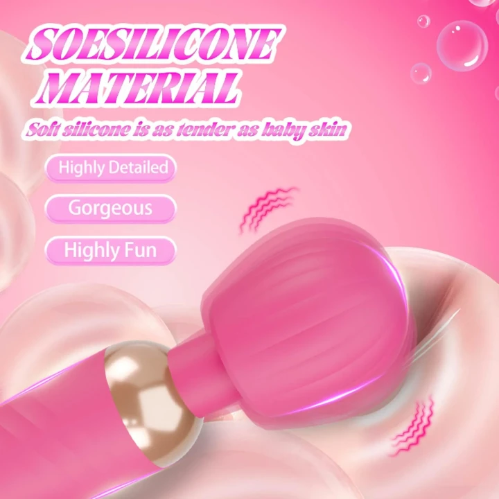 Masażer Wielofunkcyjny Little Fairy Wand Pink, 10 trybów wibracji, silikon medyczny