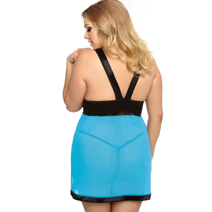 Koszulka nocna LIESSA XXL+, regulowane ramiączka, transparentny materiał, zmysłowy design