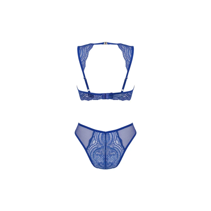 Komplet bielizny Giselia OBSESSIVE, 2-częściowy, niebieski, fiszbiny, seksowna koronka