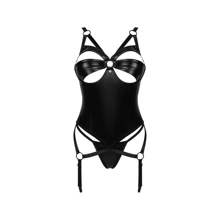 Gorset OBSESSIVE M/L, czarny, regulowane paski, metalowe detale, elegancki styl