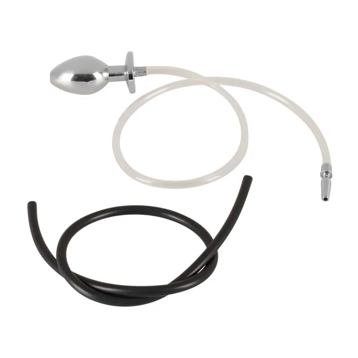 Wtyczka analna ze stali nierdzewnej, 7,8 cm długości, rurka 62 cm, wymienna końcówka