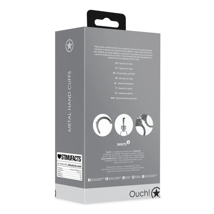 Kajdanki metalowe - Srebrne, regulowane, z 2 kluczykami