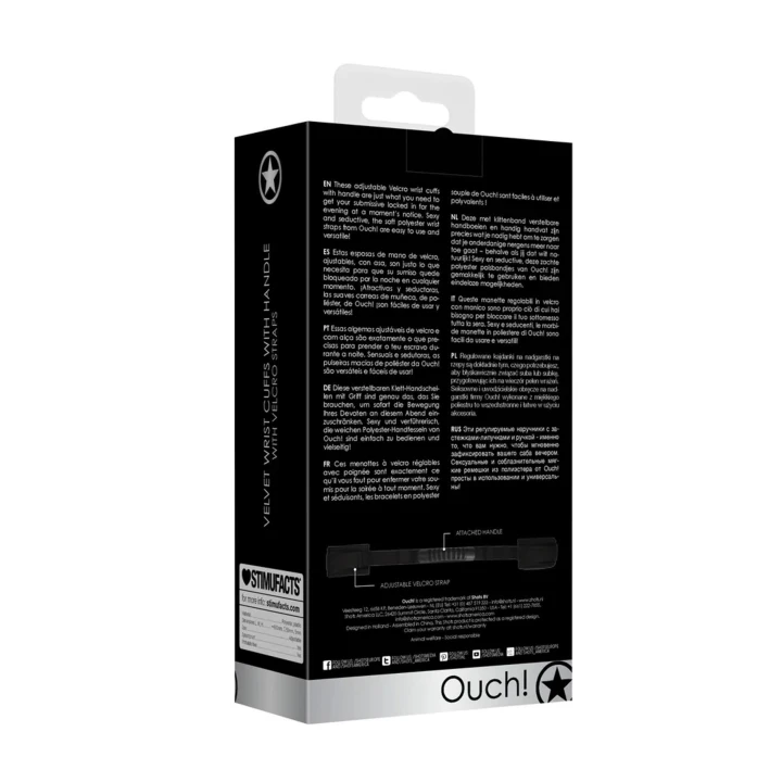 Kajdanki regulowane OUCH! z uchwytem, materiał: Plastik, Poliester, długość: 50 cm