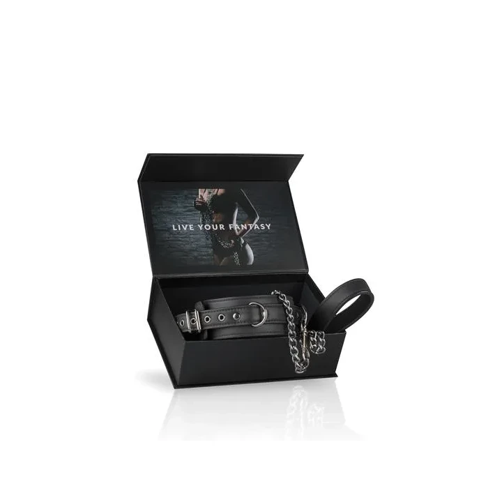 Wiązania - Obroża fetyszyzm z regulacją 45-58 cm, metal, skóra ekologiczna