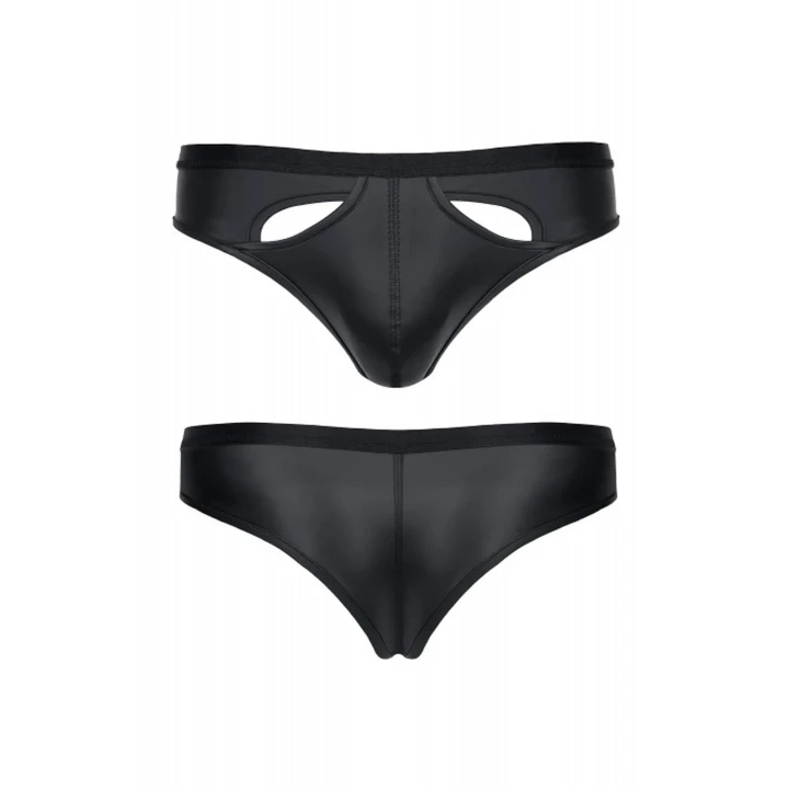 Majtki brazyliane męskie REGNES FETISH PLANET z materiału wetlook, elastyczne, dostęp z przodu