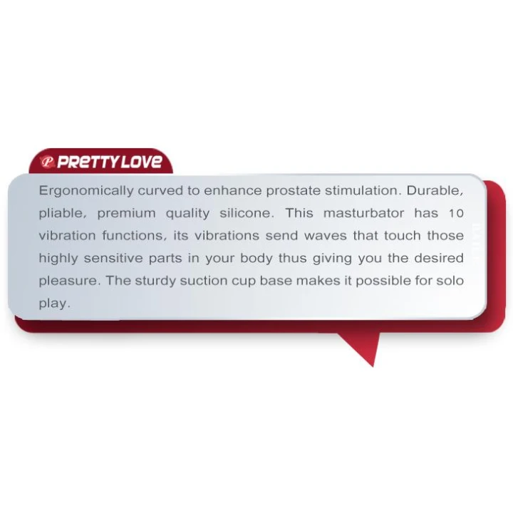 Masażer prostaty PRETTY LOVE - Silikonowy, 10 funkcji, Wodoodporny, przyssawka