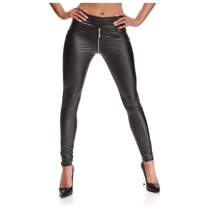 Leginsy wetlook BRMADDALENA001 - Czarny, M, DEMONIQ Kolekcja Silver Touch