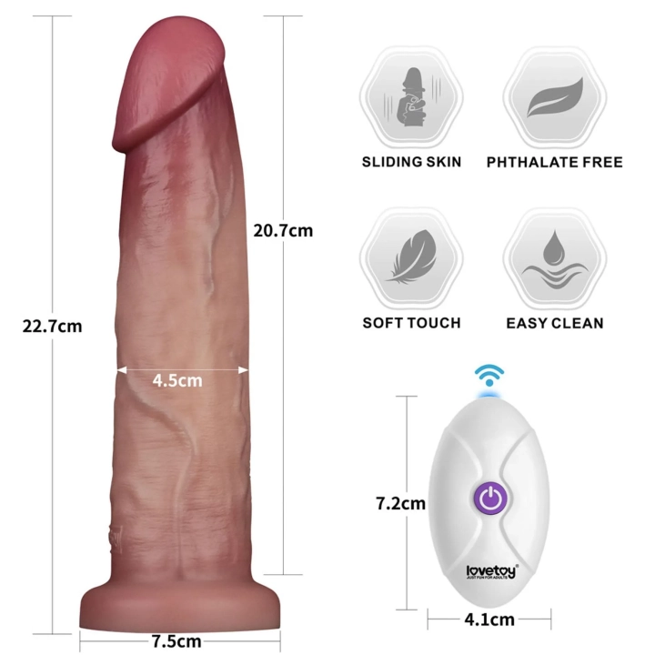 Dildo Sliding Skin Pro II – 10 trybów wibracji, silikon medyczny, wodoodporne