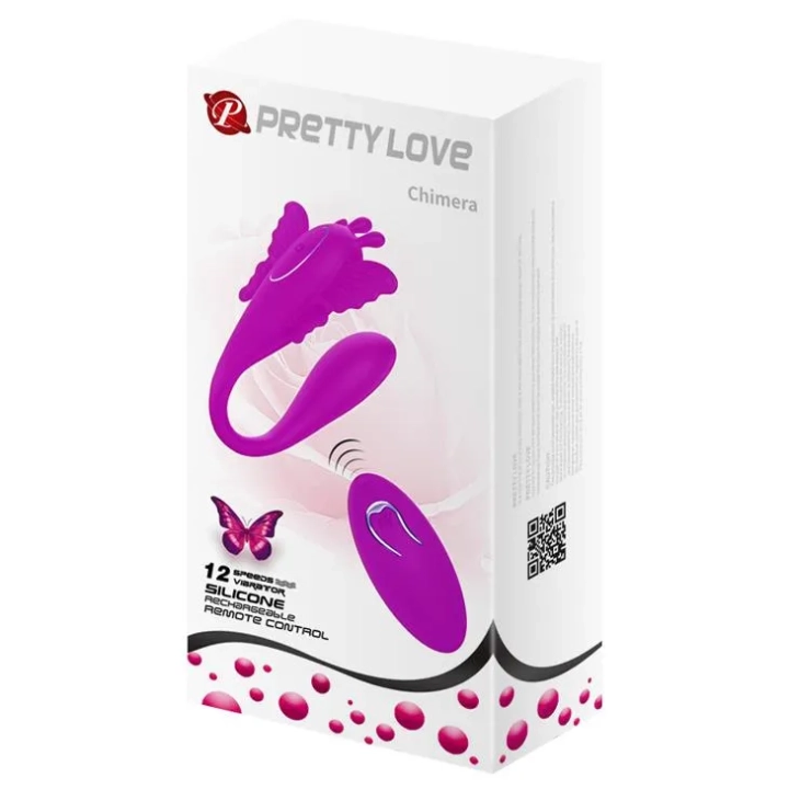 Wibrator motylkowy PRETTY LOVE - 12 funkcji, bezprzewodowy pilot, silikon