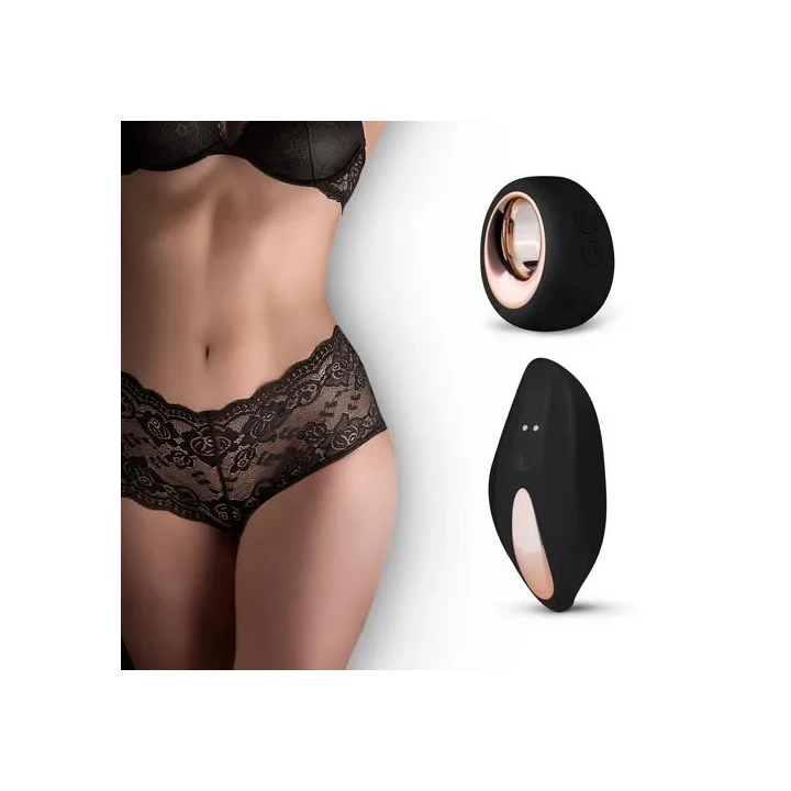 Stringi wibracyjne PantyRebel z 12 ustawieniami wibracji, czarne, wodoodporne