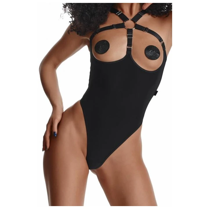 Body DEMONIQ Kolekcja Lady X Estrella XL, elastyczne detale, czarne ozdoby metalowe