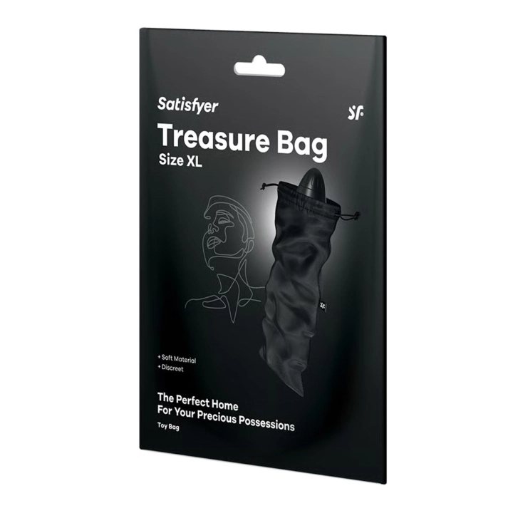 Torba do przechowywania Satisfyer Treasure Bag XL – czarna, długość 39 cm, wymiar 19 cm