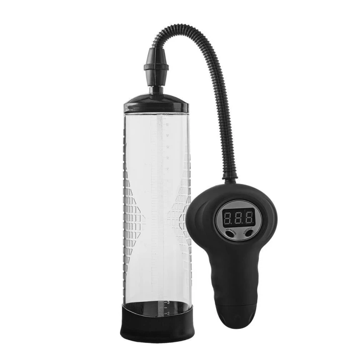 pompka próżniowa do penisa RAMROD, automatyczna, cyfrowy wskaźnik ciśnienia, przezroczysta
