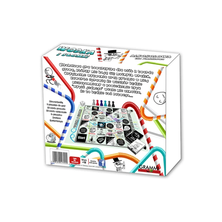 Gra planszowa - Wódka i Słomki, dla dorosłych, 2-6 graczy, z kartami prawda/wyzwanie
