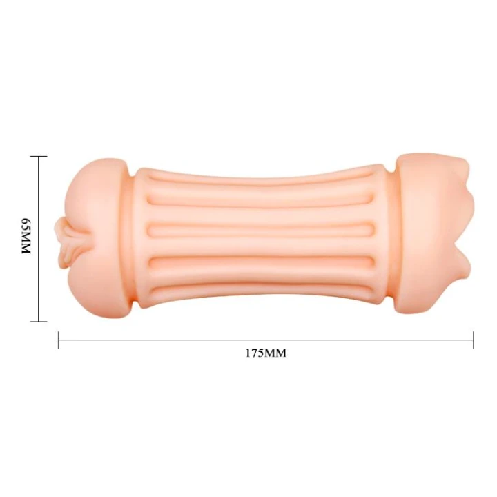 Masturbator podwójny CRAZY BULL - NANCY, prążkowana konstrukcja, realistyczne otwory