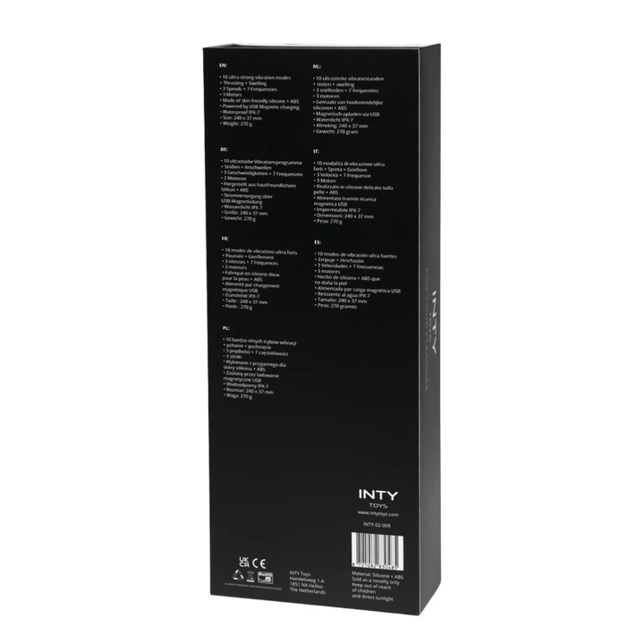 Masażer intymny INTY Toys - Flirt - 3 w 1, 10 trybów wibracji, wodoodporny IPX-7