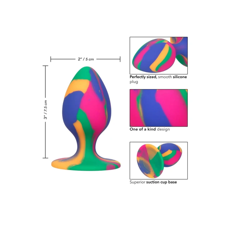 Wtyczka analna Cheeky Medium, silikon, 7.5 cm, średnica 3.25 cm, tęczowy design