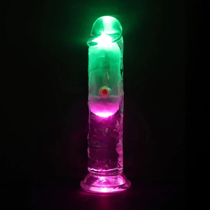 Dildo RealRock - 15 cm, wibracyjne, przezroczyste, mocna przyssawka, skórzanopodobne