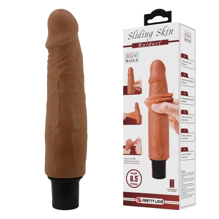 Dildo BAILE - Waldorf, 8.5" (215mm), TPR/ABS, Wibracje, Realistyczny wygląd
