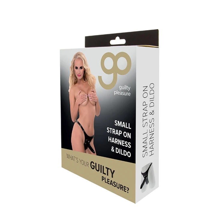 Szelki z paskiem Guilty Pleasure, Dildo 16,5 cm, regulacja 62-80 cm, Materiał PU