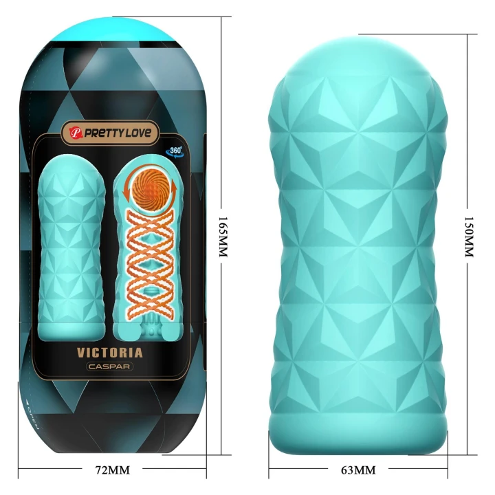 Masturbator przezroczysty PRETTY LOVE VICTORIA, TPR/ABS, wirująca cewka, stymulująca kula