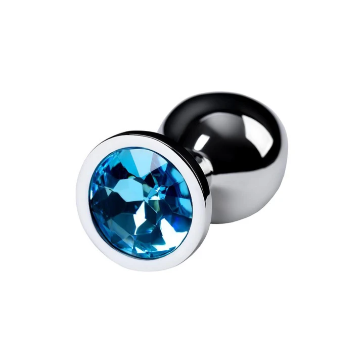 Korek analny srebrny, średni 3,4 cm, turkusowy kamień, idealny dla początkujących