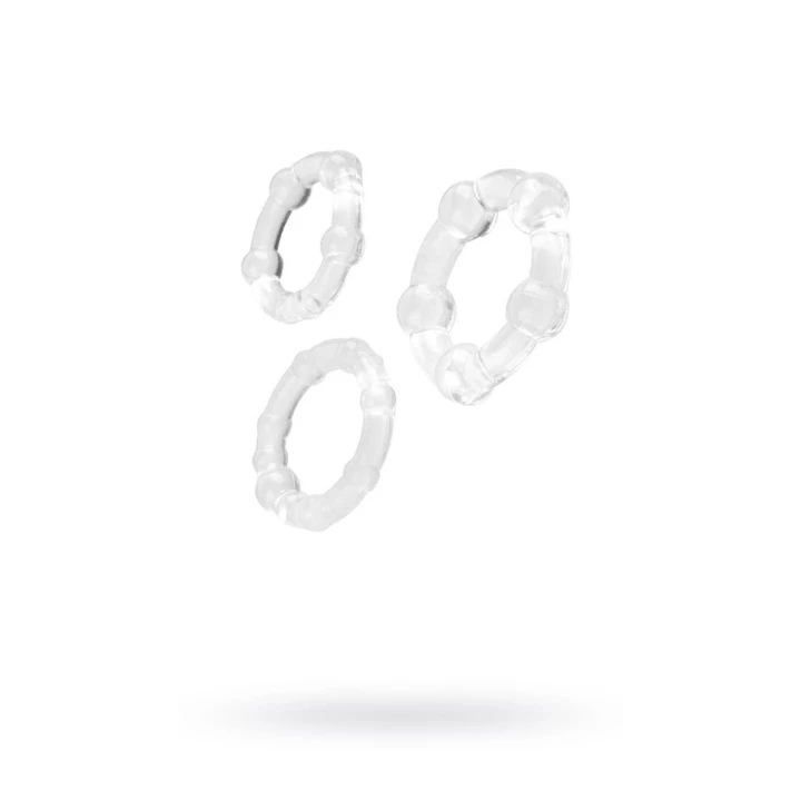 Pierścienie erekcyjne, A-TOYS, 3 szt., TPE, transparentne, średnica 3,5 / 3,2 cm
