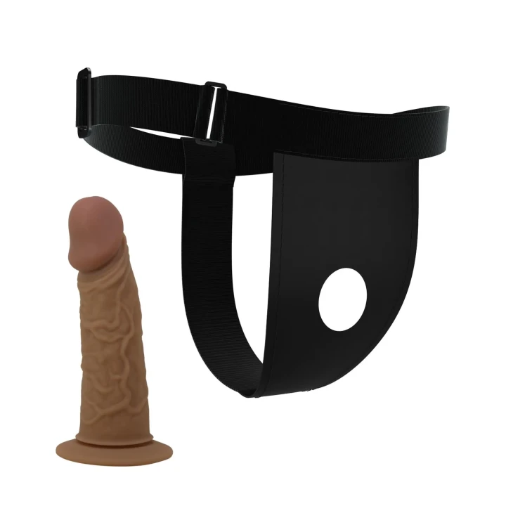 Strap-on Dildo PRETTY LOVE - Houston, 6,8'' silikonowy, regulowana uprząż