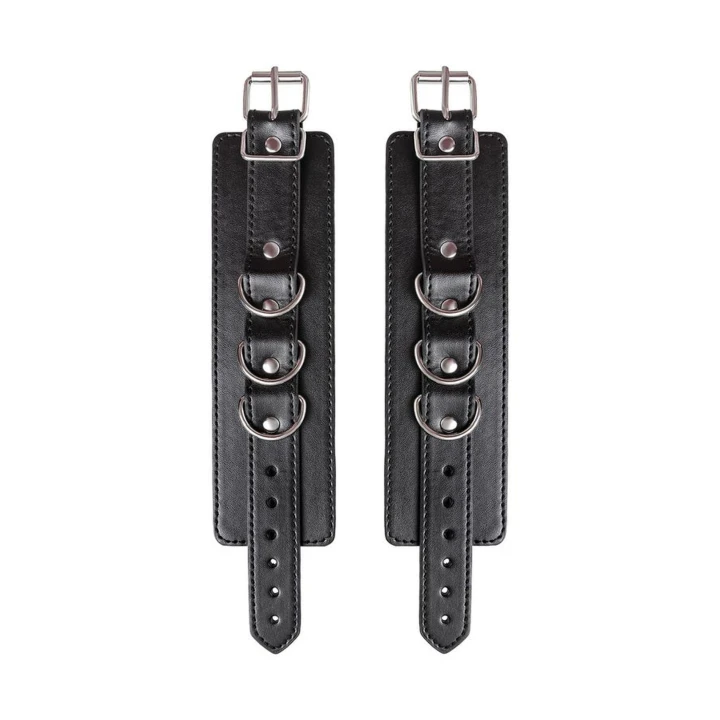 Kajdanki skórzane Anonymo, welurowa podszewka, niklowane okucia, uniwersalny rozmiar