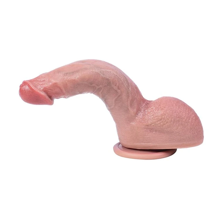 Dildo silikonowe Hyper-Realistic 21 cm – elastyczne, realistyczne żłobienia, przyssawka
