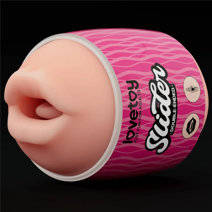 Masturbator dwustronny, naturalny kolor, TPE, wibrujący, 10.3cm długości