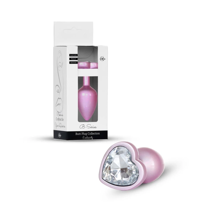 Zatyczka analna Pearl Pink Heart PLUG - Stal nierdzewna, 8 cm, 3,2 cm średnicy