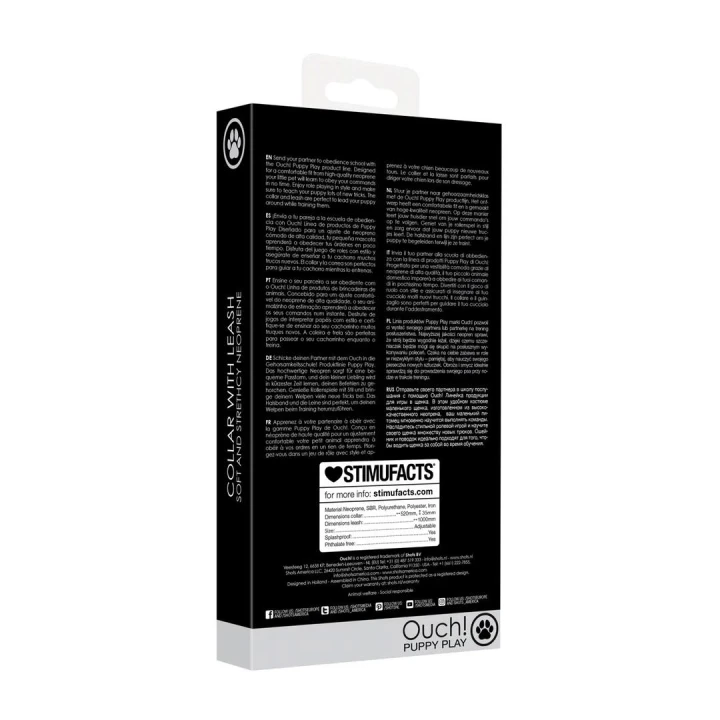 Obroża neoprenowa z liną Ouch! Puppy Play - ergonomiczna, wytrzymała, komfortowa