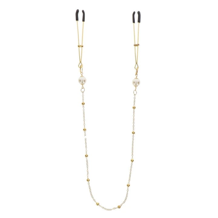 Klamerki do sutków TABOOM z łańcuszkiem De Luxe, regulowane napięcie, materiał: PVC i metal bezniklowy