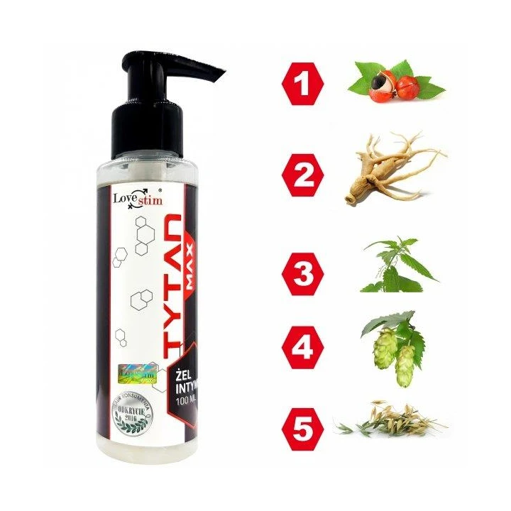 Żel erotyczny TYTAN MAX 100ml - Żeń-szeń, Guarana, Wzmocnienie potencji
