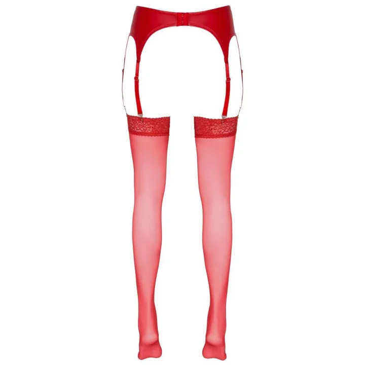 Pończochy Czerwone COTTELLI LINGERIE z Koronką, Jedwabiste, 20 Den