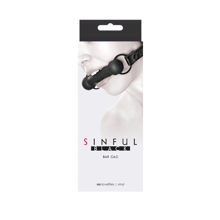 Gag silikonowy Sinful, regulowany pasek z vinylu, długość 64,6 cm