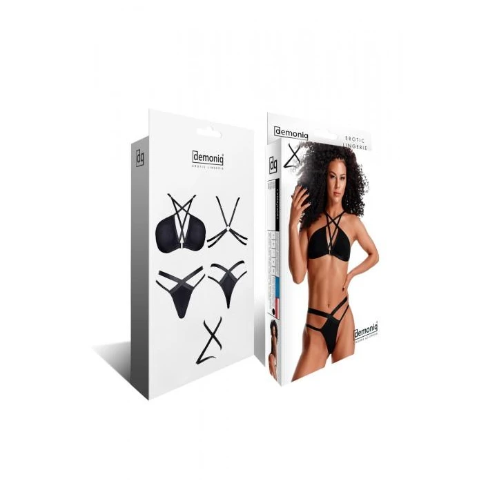 Bielizna erotyczna DEMONIQ Kolekcja Lady X - biustonosz z ozdobnym zapięciem i stringi XL