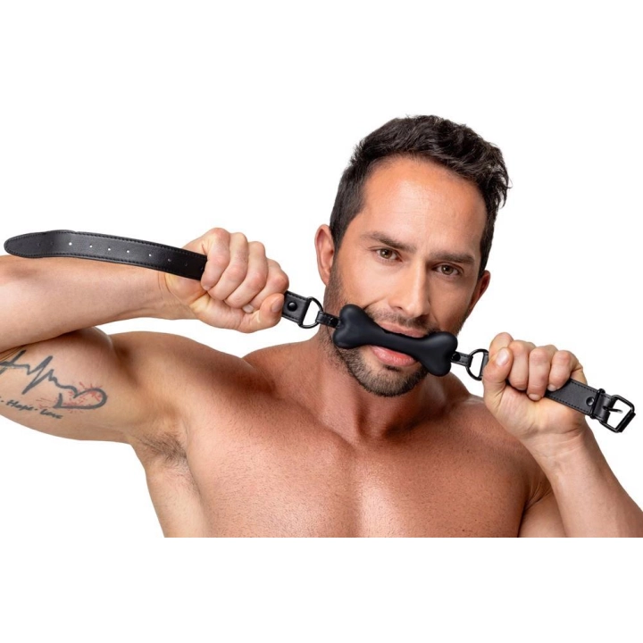 Gag typu dog bone – Bad Kitty, silikonowy z regulowanym paskiem PU i metalowymi elementami