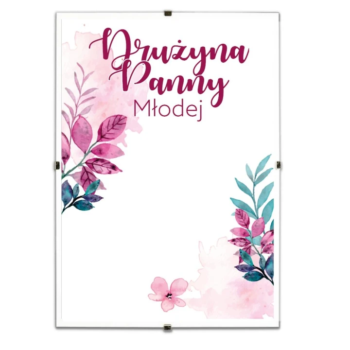 Plakat w antyramie na pożegnanie Panny Młodej z miejscem na odbicie ust i podpisy